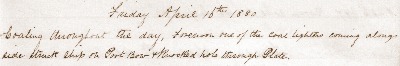 16 April 1880 journal entry